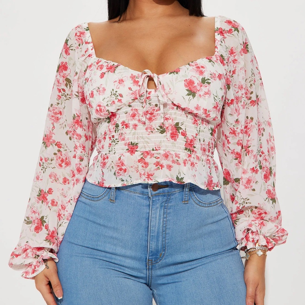 Fashion Nova Always A Blossom Floral Top - Blush/combo